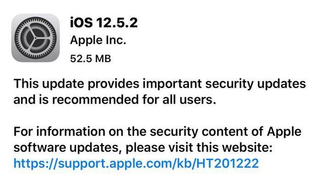 三乡镇苹果手机维修分享iOS12.5.2发布，建议所有老苹果用户安装 